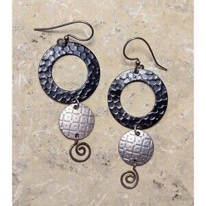 Jody Coyote Tri tone Embossed Modern Earrings Vintage